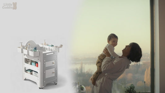 Little Cuddles 2-in-1 Baby Changing Table with Storage, Adjustable Height, Portable Diaper Station, Waterproof & Easy Assembly